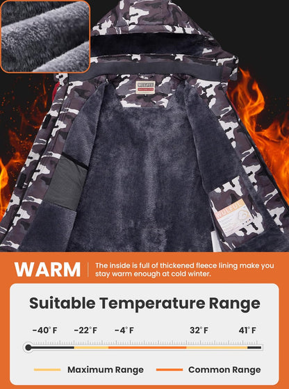 Women'S Waterproof Ski Jacket Warm Winter Coats Windproof Winter Jackets for Women Fleece Lined Windbreaker with Hood