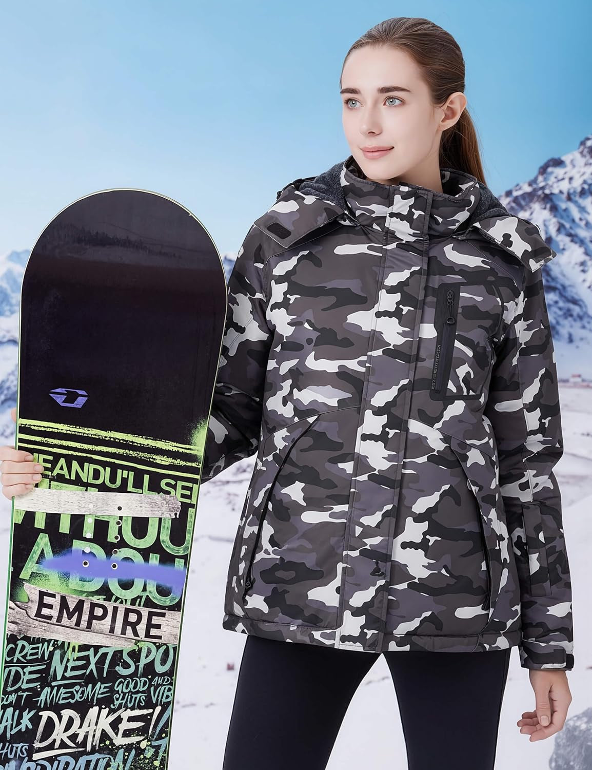 Women'S Waterproof Ski Jacket Warm Winter Coats Windproof Winter Jackets for Women Fleece Lined Windbreaker with Hood