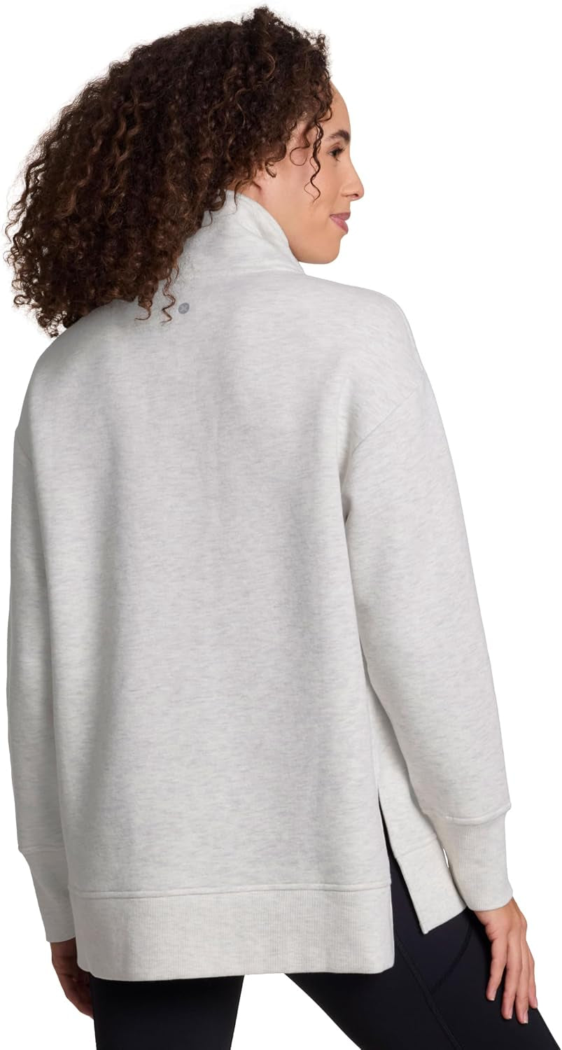 Active Women'S Lightweight Mock Neck Fleece 1/4 Zip Sweatshirt with Pockets