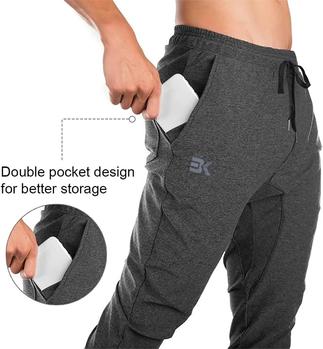 Mens Gym Workout Sweatpant Pocket Sport Jogger Pants